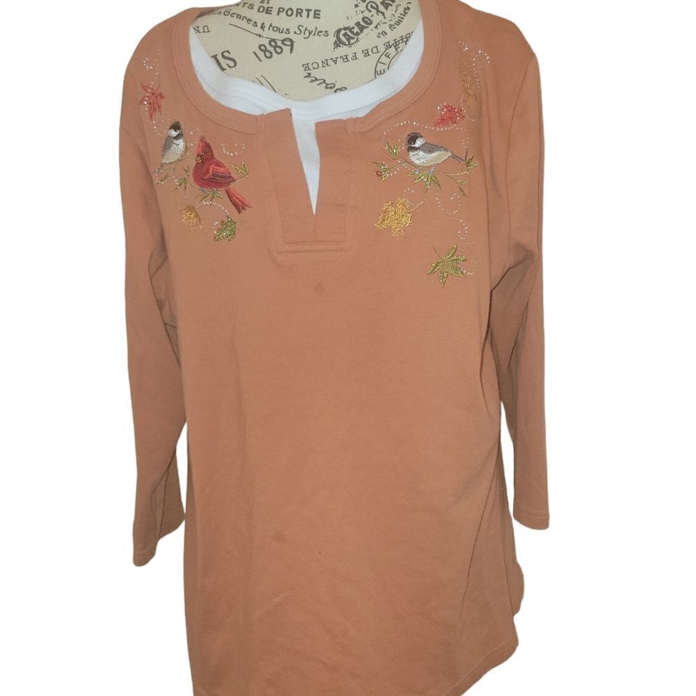 MORNING Sun Top 3/4 Sleeve Knit birdd cotton